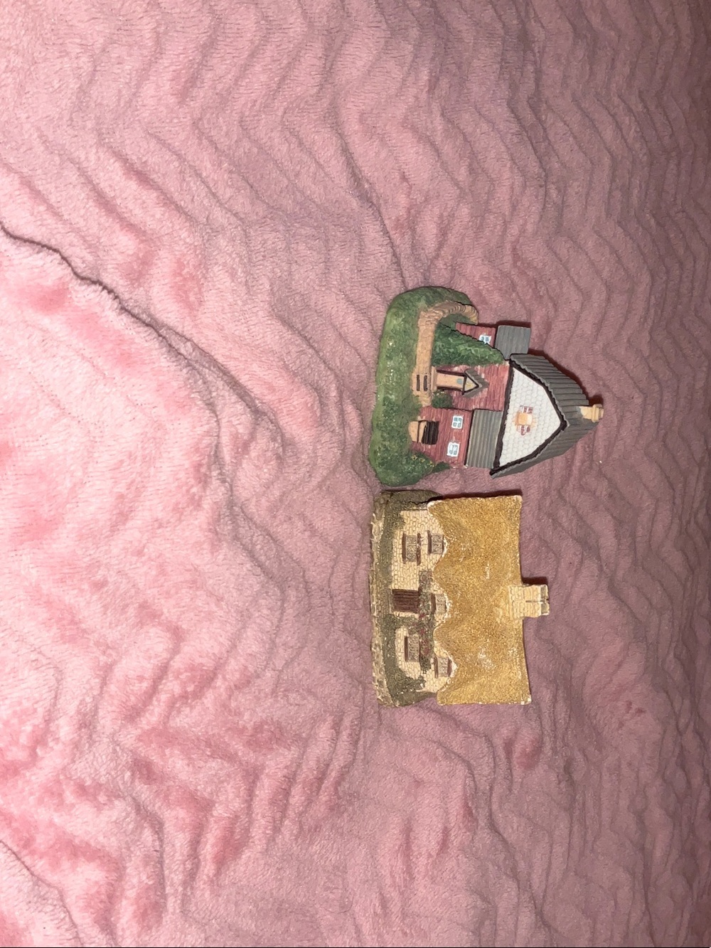 Miniature Ceramic Houses - Pink, Green, Tan